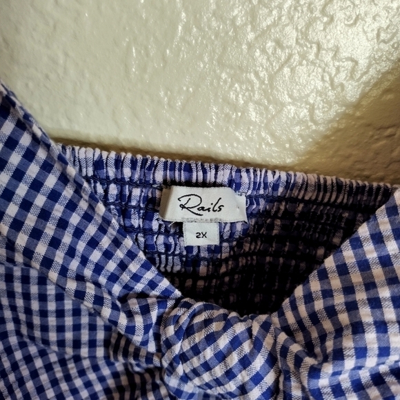 Rails Women's Blue Gingham Cut-Out Tiered Maeve A-Line Dress sz 2X - Picture 3 of 10